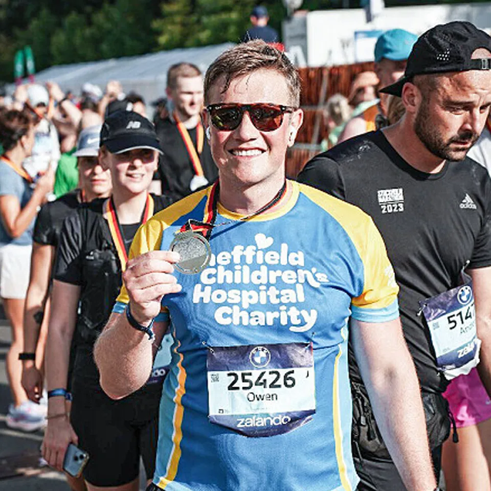 Owen completes marathon challenge for children’s hospital charity